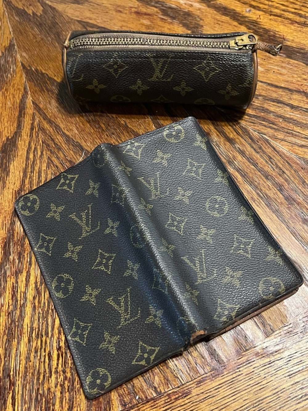Vintage Louis Vuitton Brown Monogram check book wallet and mini papillon 1980’s - Picture 3 of 16